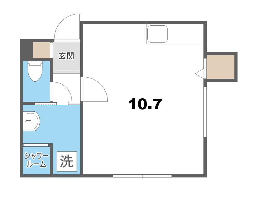 インプラスト北広(ワンルーム/3階)の間取り写真