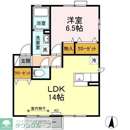 ソレイユ新吉田東(1LDK/2階)の間取り写真