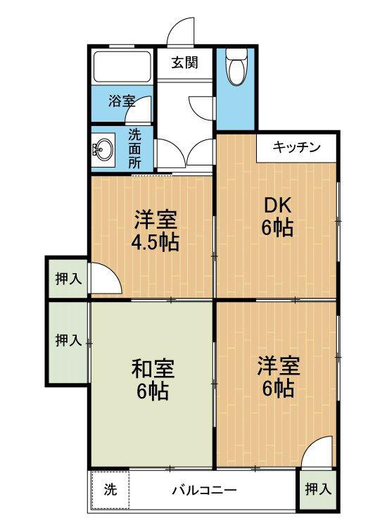 千馬ビル(3DK/4階)の間取り写真