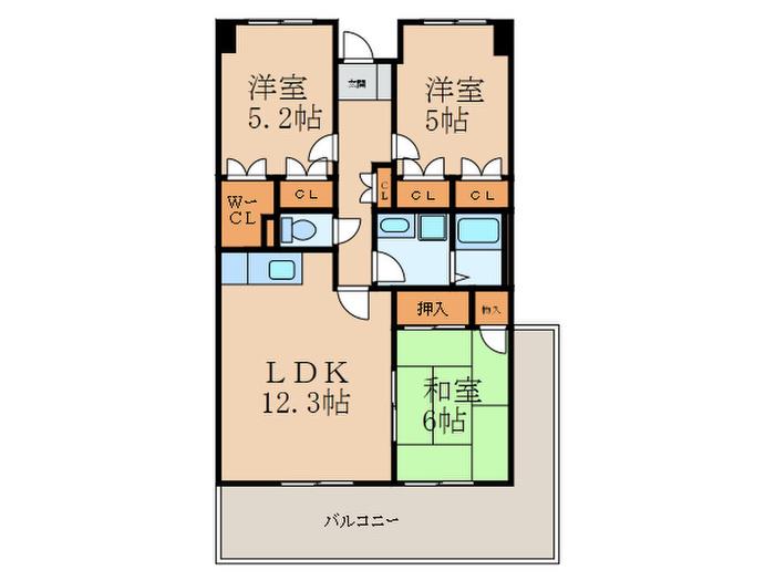 グランド アイ参番館(3LDK/6階)の間取り写真