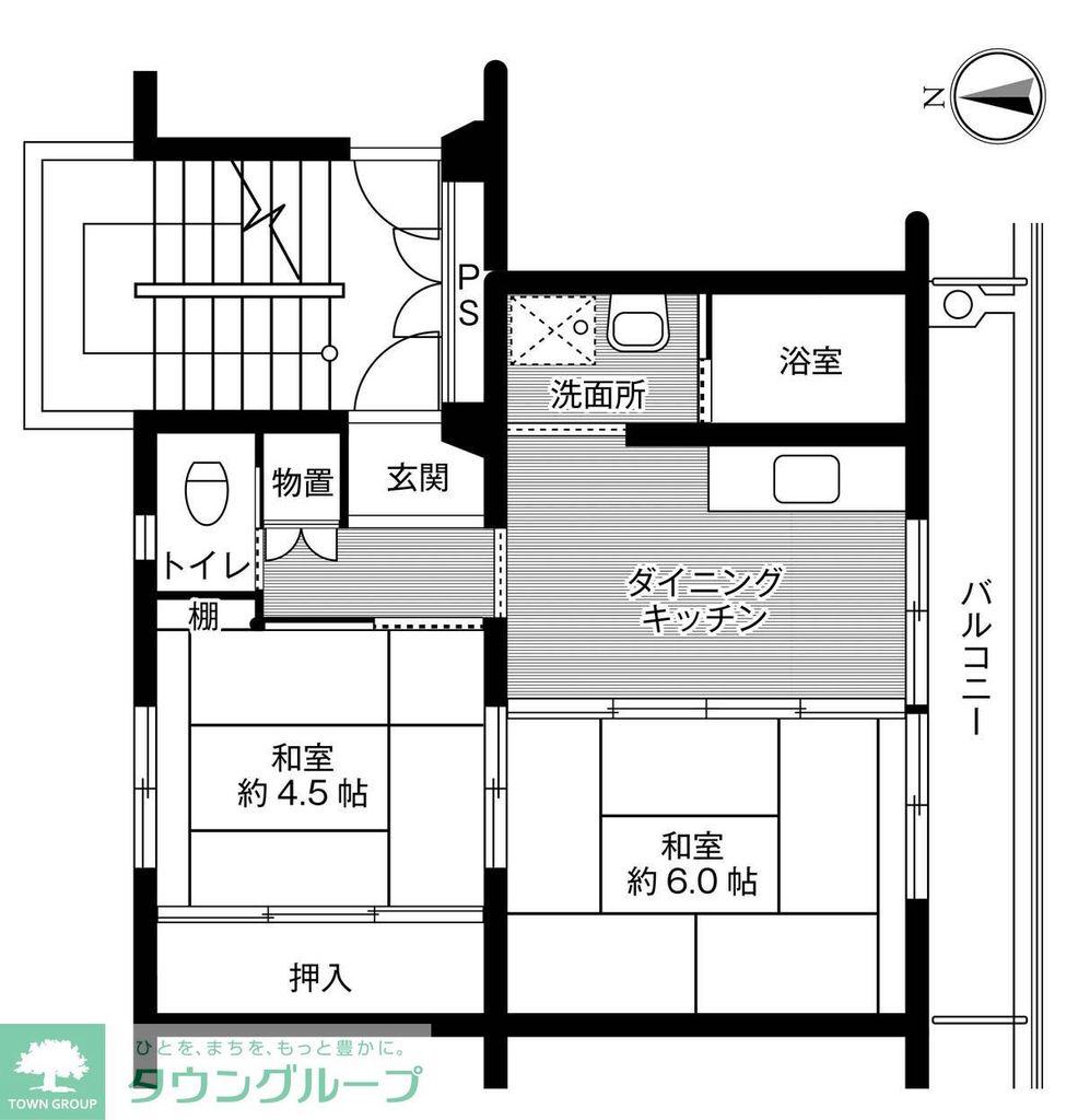 ビレッジハウス 成田 4号棟(2DK/2階)の間取り写真