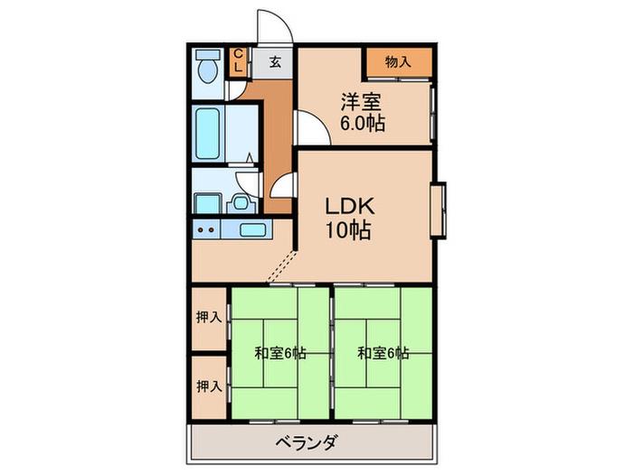 メゾンパークサイド(3LDK/2階)の間取り写真