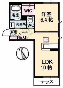 グレイスフル橘A棟(1LDK/1階)の間取り写真