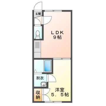 Mハイツ宮の森3(1LDK/1階)の間取り写真