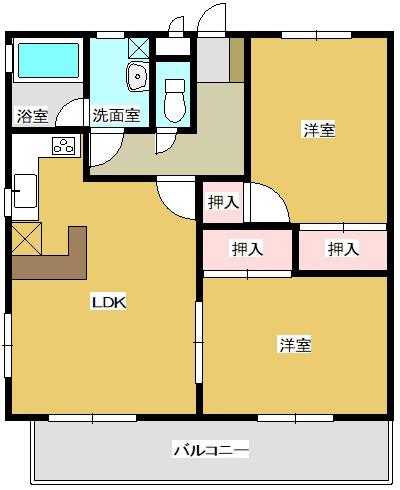 片川ハイツ(2LDK/1階)の間取り写真