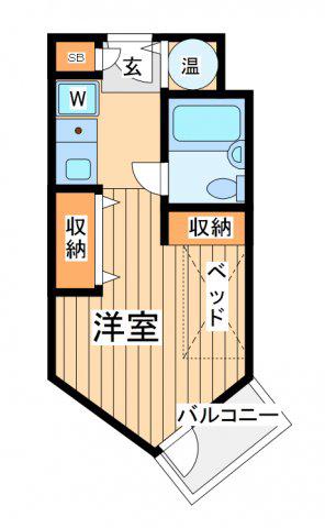 コスモヒルハウスB(ワンルーム/3階)の間取り写真