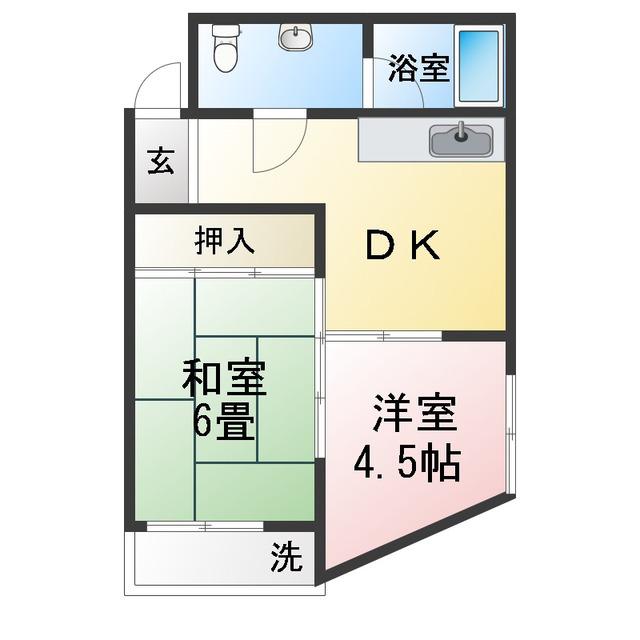 メゾネ-ドイナバ(2DK/3階)の間取り写真