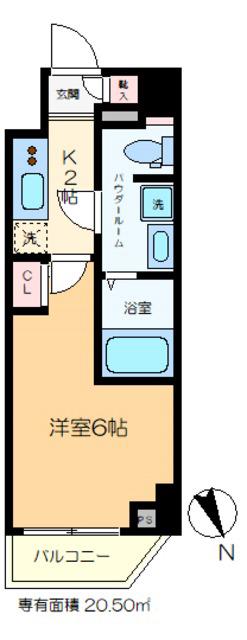 ユリカロゼ新小岩(1K/3階)の間取り写真