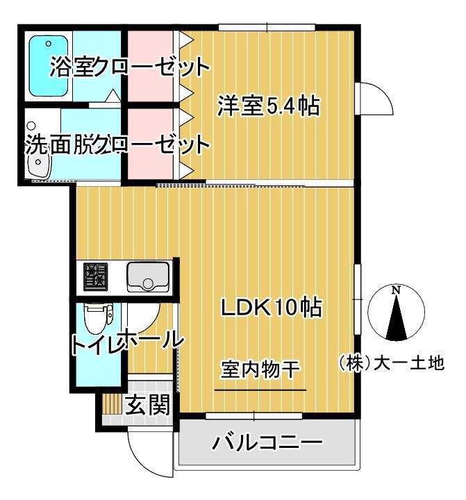 スカイコートA棟(1LDK/1階)の間取り写真