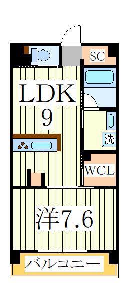 ART RESIDENCE IN OOTAKA‐NO‐MORI B棟(1LDK/1階)の間取り写真