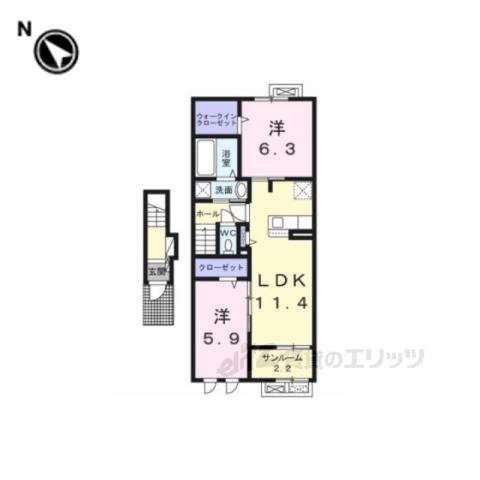 アストラルグレア1(2LDK/1階)の間取り写真