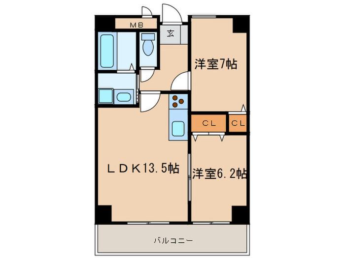 ドマーニ徳川園(2LDK/8階)の間取り写真