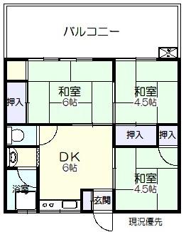 片岡アパート(3DK/2階)の間取り写真