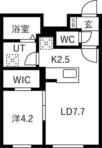 リガーレ月寒東(1LDK/1階)の間取り写真