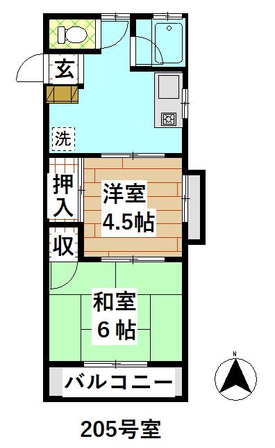 シルバーハイツ(2K/2階)の間取り写真