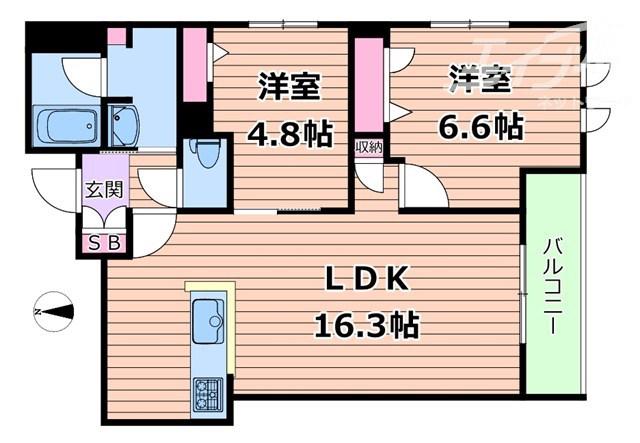 レジデンス 茨木春日(2LDK/3階)の間取り写真