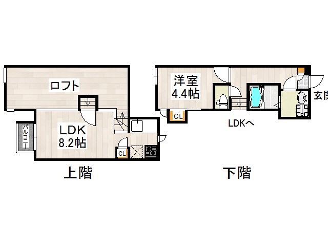 CB次郎丸グラン(1LDK/1階)の間取り写真