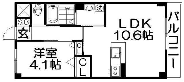 ケーアイ木屋(1LDK/3階)の間取り写真