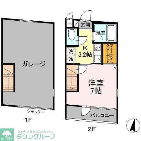 シルフィッドI(1K/2階)の間取り写真