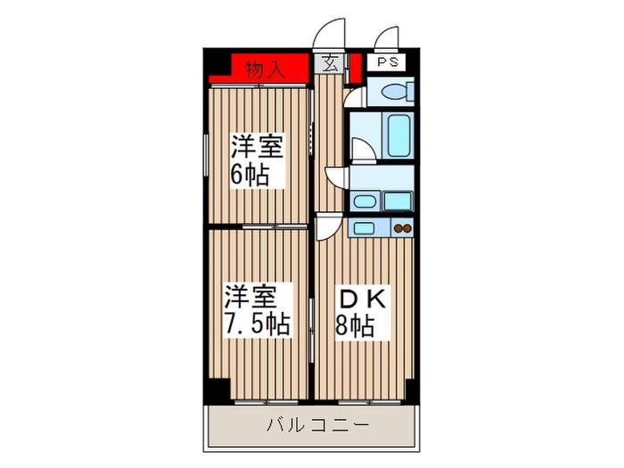 グランドゥール(2DK/5階)の間取り写真