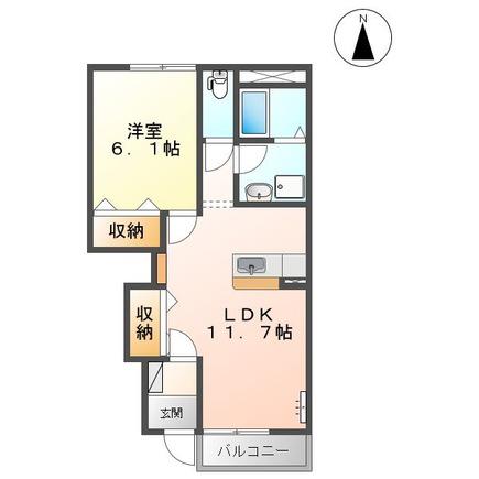 サンポート(1LDK/1階)の間取り写真