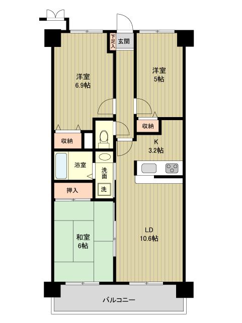 カルムードゥ町田(3LDK/6階)の間取り写真