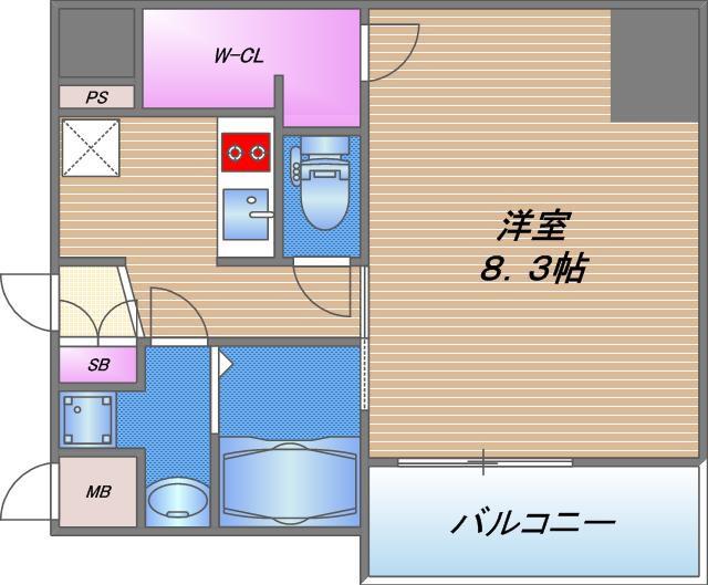 エスリード大阪城クローグ(1K/13階)の間取り写真