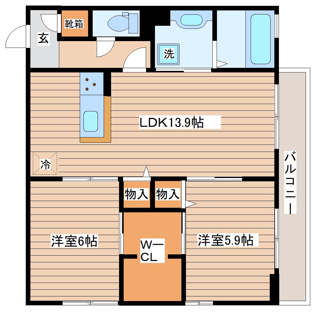 あすとTSII(2LDK/1階)の間取り写真