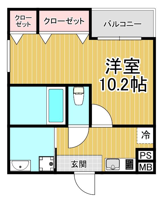 フジパレス甲東園2番館(1K/3階)の間取り写真