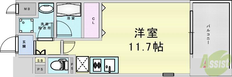 ホープ池田満寿美町(ワンルーム/3階)の間取り写真