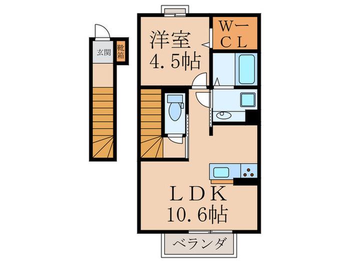 NYスタイルズ苅田(1LDK/2階)の間取り写真