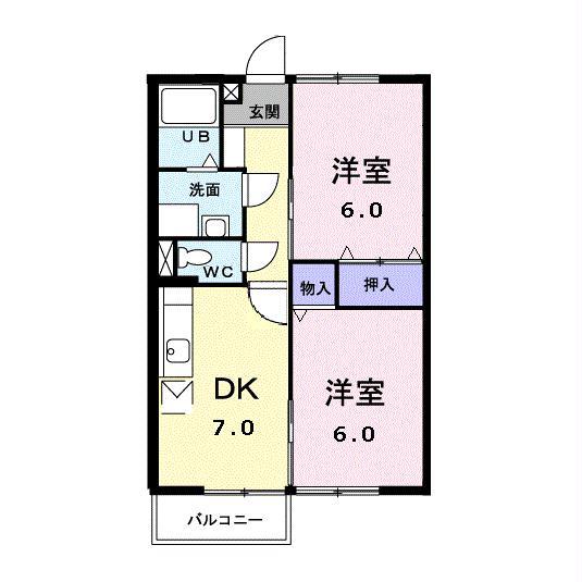 ステラコート(2DK/2階)の間取り写真