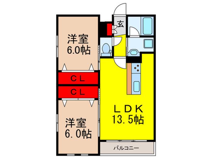 シェトワ千里山(2LDK/3階)の間取り写真
