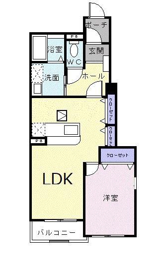 レジデンスさくら台F(1LDK/1階)の間取り写真