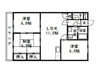フォレストハイツ(3LDK/3階)の間取り写真