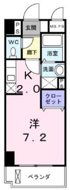 カーサ ヴェンティ(1K/7階)の間取り写真
