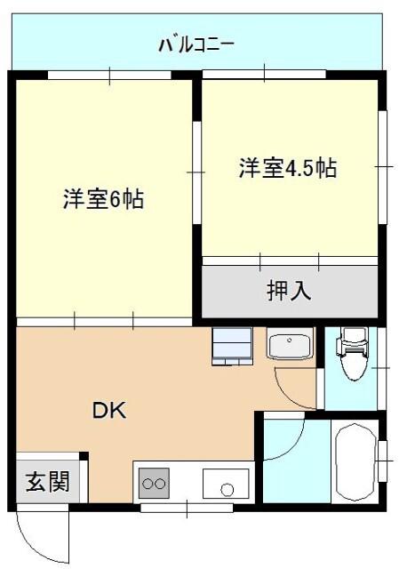 コーポラスF(2DK/2階)の間取り写真