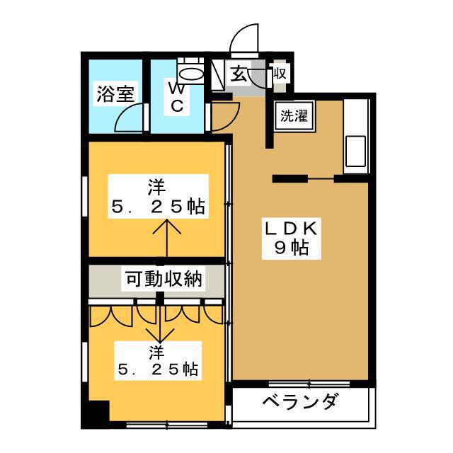 コモンドエフ(2LDK/4階)の間取り写真