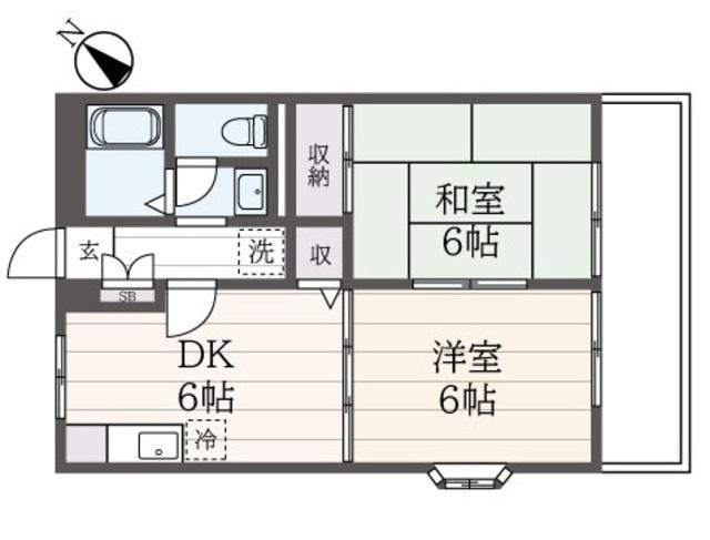 ベルメゾンI(2DK/1階)の間取り写真