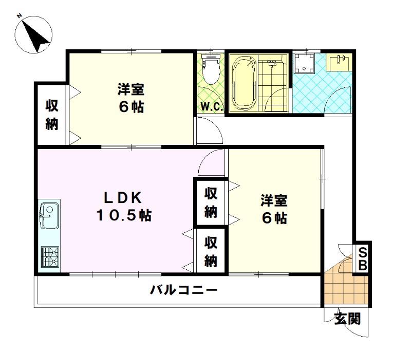 サンライズ(2LDK/1階)の間取り写真