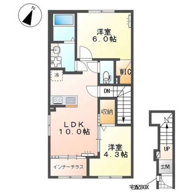 東松山市山崎町 アパートV期工事(2LDK/2階)の間取り写真