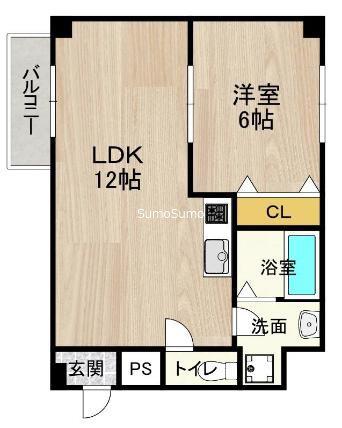 CITY SPIRE難波ウエストIIHERMI TAGE NAMBA(1LDK/5階)の間取り写真