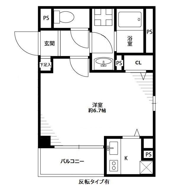 アンプルールフェールSS(1K/1階)の間取り写真
