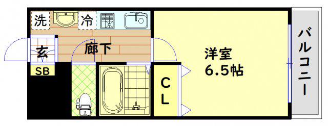 フォーシーズン北堀江(1K/4階)の間取り写真