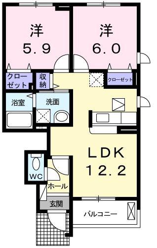クレメント(2LDK/1階)の間取り写真