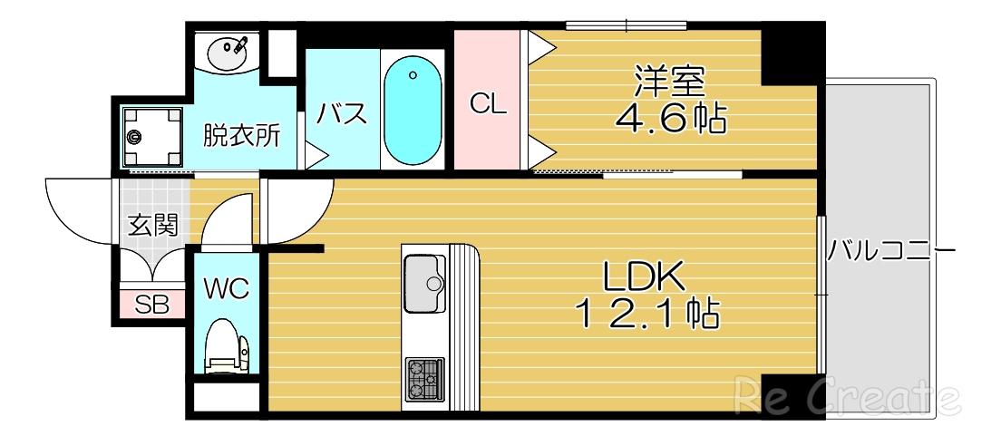 PERFECT LIFE夕陽ヶ丘(1LDK/8階)の間取り写真
