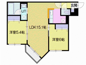 オルセー厚別中央4(2LDK/3階)の間取り写真