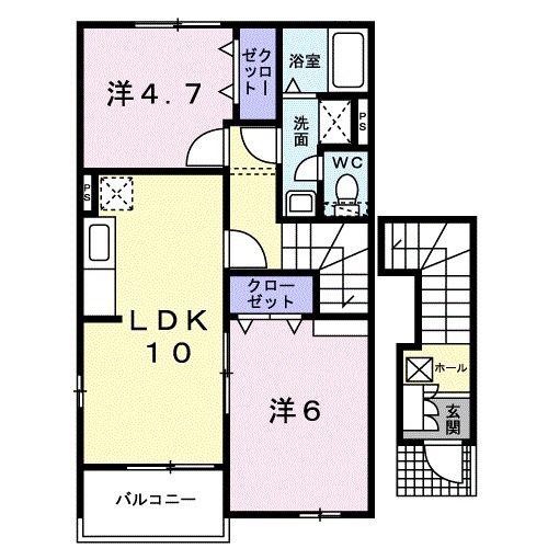 ソル・サリエンテ B(2LDK/2階)の間取り写真