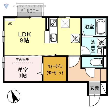 エミグランドC棟(1LDK/1階)の間取り写真
