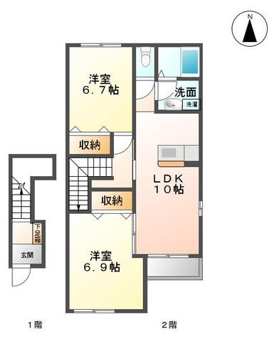 メゾンプランドール(2LDK/2階)の間取り写真